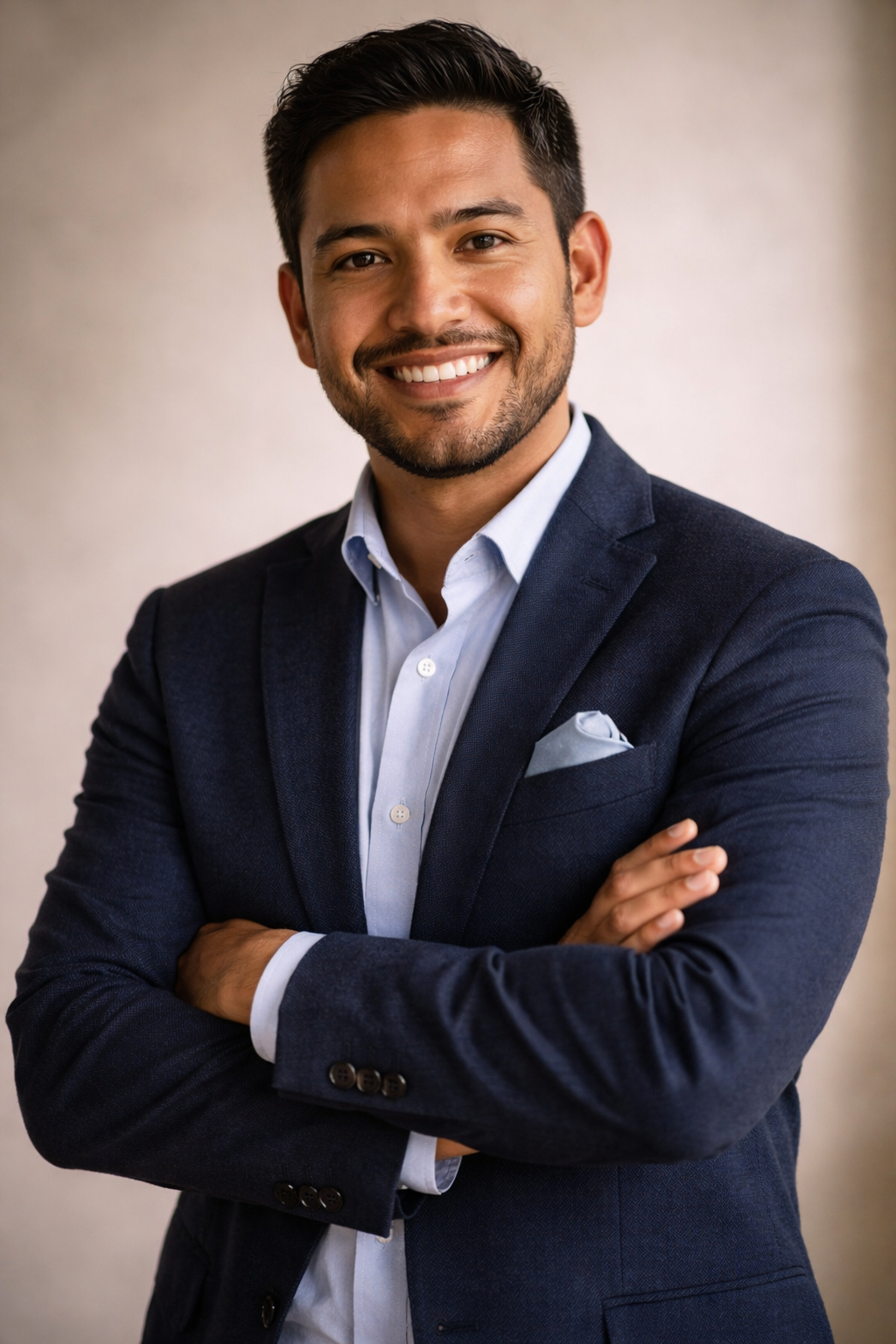 Executive Director dressed in a grey business suit